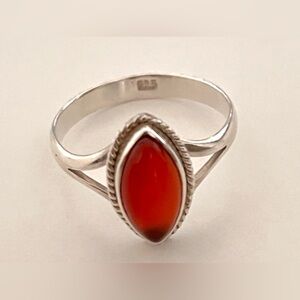 925 Sterling Silver Carnelian Ring, Size 7